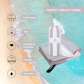 4Monster Microfiber Beach Towel with carry bag Sand Proof Travel Towel Quick Dry Lightweight Towel for Hiking Yoga Gym Sports Swimming Camping Fitness Bath