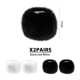 OAAO 2 Pairs Of Sleeves, Fluffy Warm Gloves, Fur Gloves, Winter Wrist Cuffs, Women's Gloves, Warm Hand Loops, Thickened Wrist Guards
