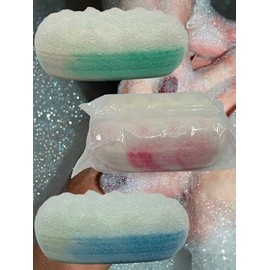 Massage- und Badeschwamm, Oval, 14x9x4cm, Zweifarbig