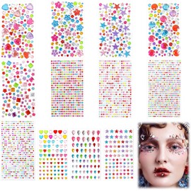 3228 Pzs Diamantes Autoadhesivas Brillos Para Decorar Pegatinas Brillantes de Gemas Faciales Brillos para DIY, Gemas Decoración De Manualidades Para Cara, Ojos, Uñas