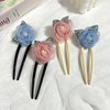 FWCXKK 4PCS Mesh Mountain Camellia U-shaped Hairpin for Women Rose
