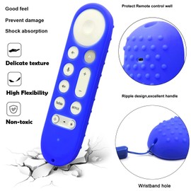 Pinowu Silicone Cover (2pcs) Compatible w/Google TV Streamer 4K 2024 Voice Remote, Anti Slip Shockproof Protective Case with Lanyard (Red and Blue, Both Not Glow)