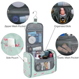 Large Hanging Toiletry Wash Bag Travel Makeup Cosmetic Organizer for Men Women by WANDF (Green)