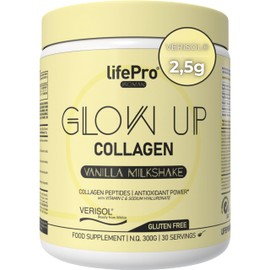 Kollagen Pulver Glow Up – Kollagen Hydrolysat mit Vitamin C, Selen, Hyaluronsäure – 300g (30 Portionen) – Collagen Pulver Ohne Zucker – Vanille – Schönheit von Innen für Haut, Haare und Nägel