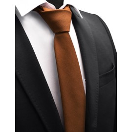 GUSLESON Brown Tie for Wedding Solid Cotton Wool Suit Tie Mens Casual Necktie (1032-01)