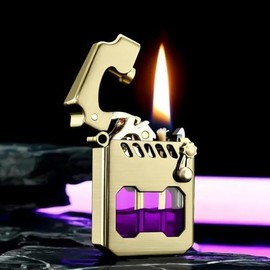 Mecha Metal Rocker Lighter, Vintage Trench, Retro Kerosene Table Lighter for Men