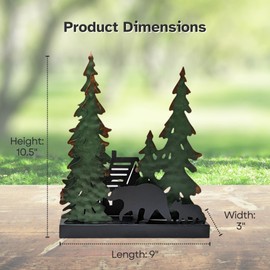 Black Bear Metal Night Light – Set of 2 Rustic Bear Silhouette Lamps, Warm Ambient Lighting for Woodland, Cabin, Lodge, Cozy Wildlife Bedroom Living Room Décor, Thoughtful Gift for Nature Lovers