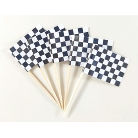 JBCD Checkered Black and White Racing Toothpick Flag Mini Small Racing Car Cupcake Topper Flags (200 pcs)