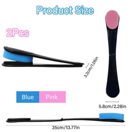 Lotion Applicator for Back 2Pcs Back Lotion Applicator - Adjustable Self-Care Tool for Hard-to-Reach Areas, Foldable Body Cream Applicator with Sponge Head (Blue & Pink, 35cm)