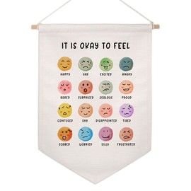 Cool Kids Read Books Banner Reading Corner Decor Kids Wall Art Playroom Canvas Hanging Decor Classroom Reading Encouragement Banner Hanging Feelings School Pennant Flag Art (Feelings Chart)