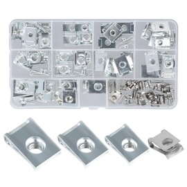 Pack of 80 Tin Nuts, M4 M5 M6 M8 Sheet Metal Nuts Assortment Stainless Steel Body Screws U Type Clip Nut Car Screw Nut Clip Kit for Car