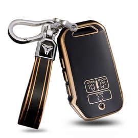 ontto TPU Car Key fob Cover Fit for Kia K5 Carnival 2021 2022 Sedona Carnival KA4 EX SX LX Fiesta 2023 Key case Key Bag Shell Keyring Smart Key Holder Keychain Accessories 7 Buttons Black B