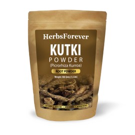 Herbsforever Kutki Root Powder(PicrorhizaKurroa)-Supports Liver Skin Health & Blood Purifier,Cooling Herb| Wild Harvested- 2X Potency | Ultra Clean | Authentic | High-Altitude Sourced | 230Gms-1/2LBS