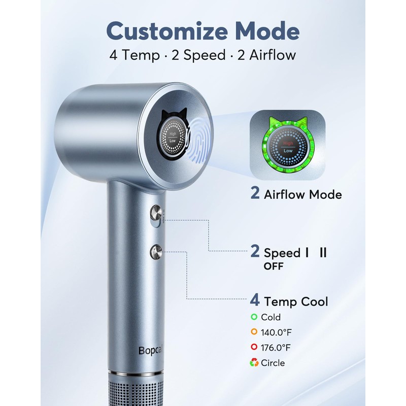 Hair Dryer - Bopcal Ionic Blow Dryer with Concentrator for