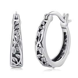 Suiknsn Tree of Life Hoop Earrings for Women Stocking Stuffers 925 Sterling Silver 17mm Huggie Earrings Hypoallergenic Tree Jewelry Christmas Xmas Gifts for Girlfriend Mother
