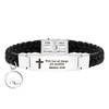 Oneress Men's PU Leather Faith Bracelet, Religious Scripture Bracelets With