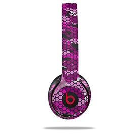 WraptorSkinz Skin Compatible with Beats Solo 4, Solo 3 and Solo 2 Wireless Headphones - HEX Mesh Camo 01 Pink - Decal Vinyl Wrap (Headphones NOT Included)