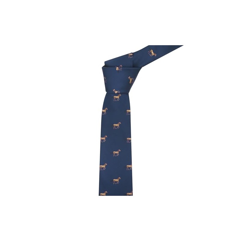 King & Priory Navy Blue Embroidered Horse Tie