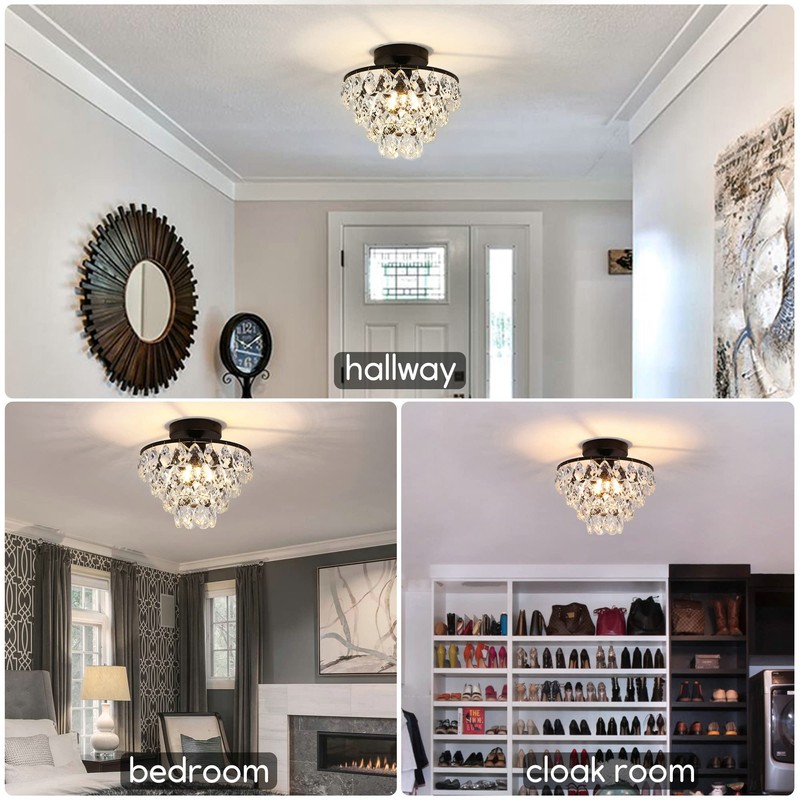 Luupyia Mini Crystal Chandelier Ceiling Light Small, Modern Crystal Ceiling