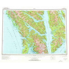 YellowMaps Sitka AK topo map, 1:250000 Scale, 1 X 2 Degree, Historical, 1951, Updated 1972, 23 x 28.1 in - Polypropylene