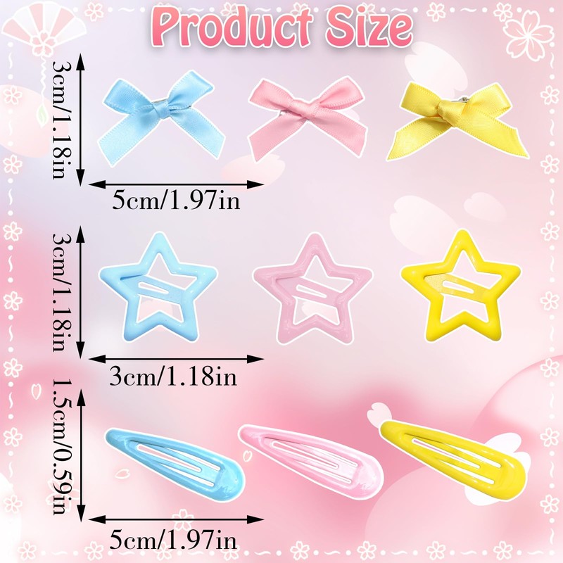 SAWINDA 36Pcs Pink Mini Hair Bows Blue Water Drop No