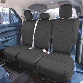 FH Group Custom Fit Neoprene Seat Covers for 2020-2024 Ford Explorer Base with Neosupreme Water Resistant Automotive Seat Covers - 2nd Row Set Black