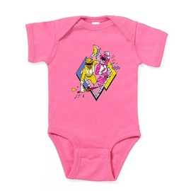 CafePress Power Rangers Yellow Ranger and Pink Cute Baby Bodysuit Romper Dark