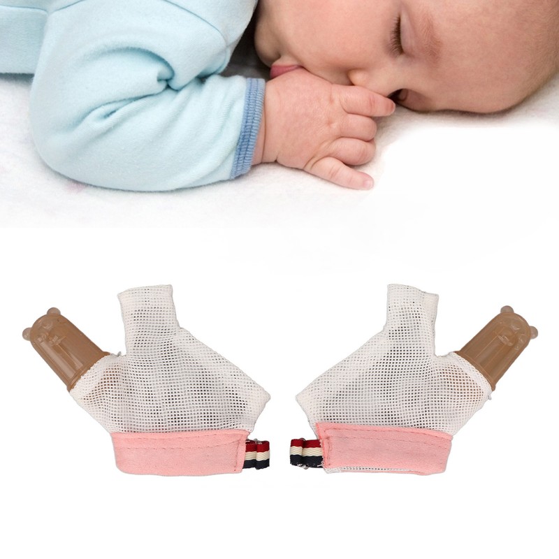 1 Pair Thumb Sucking Stop Glove Soft Adjustable with Buckle
