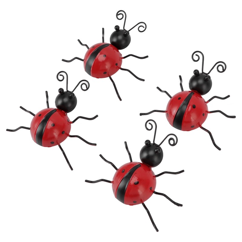 4Pcs Ladybug Wall Decoration Iron Ladybug with Black Spots Ladybug