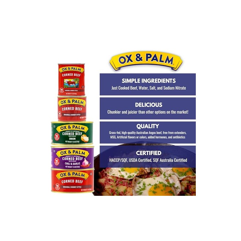 Ox & Palm Corned Beef Original Chunky Style Tapered Can,