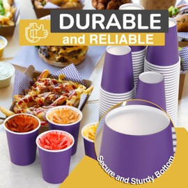 Exquisite Purple Paper Cups - 9 oz Disposable Coffee Cups 50 Paper Cups for Hot Drinks/Cold Cups - Durable Disposable Cups 280 GSM Hot Tea Cups & Coffee Cup To Go - Paper Party Cups