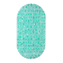 Relaxdays Stone Effect Bath Mat 68 x 35.5 cm Washable Non-Slip Bath Mat with Suction Cups Green