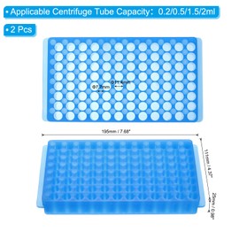 PATIKIL 96 Wells Tube Rack, 2 Pcs Vial Rack Double panel Centrifuge Tube Holder for Microcentrifuge Tubes 0.2/0.5/1.5/2ml, Blue