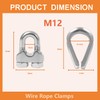 12 Pcs M12 Cable Clamps,Wire Rope Clamp,6 Pcs 1/2" Thimble
