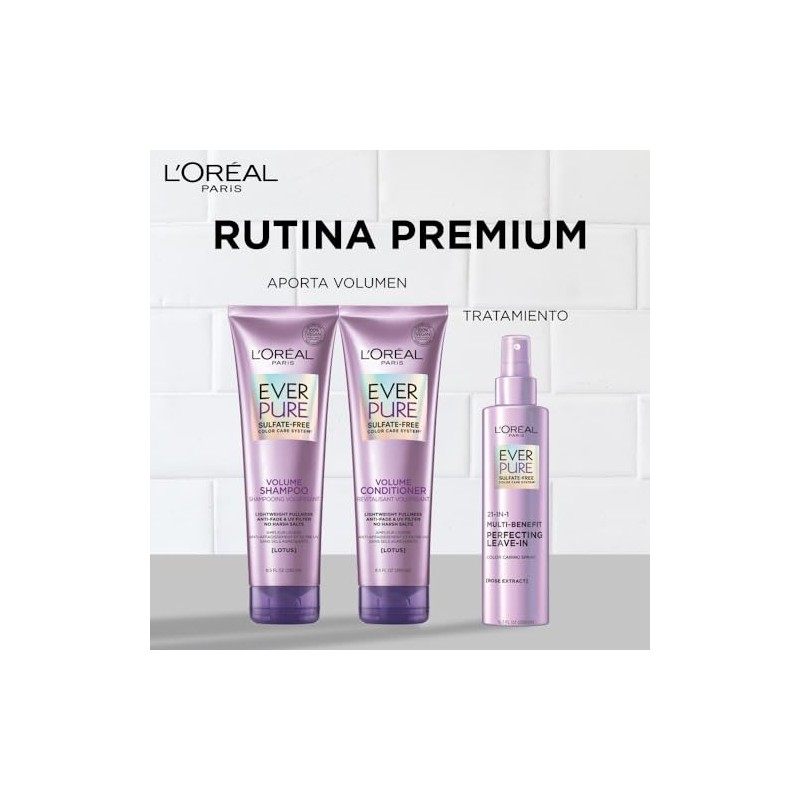 L'Oréal Paris Acondicionador, Ever Pure Volume Con Flor De Loto,