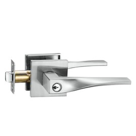 Berlin Modisch Sleek Series Entry Lever Door Handle Lock and Key Locking Lever Set [for Front Door or Office] Reversible Heavy Duty – Satin Nickel Finish
