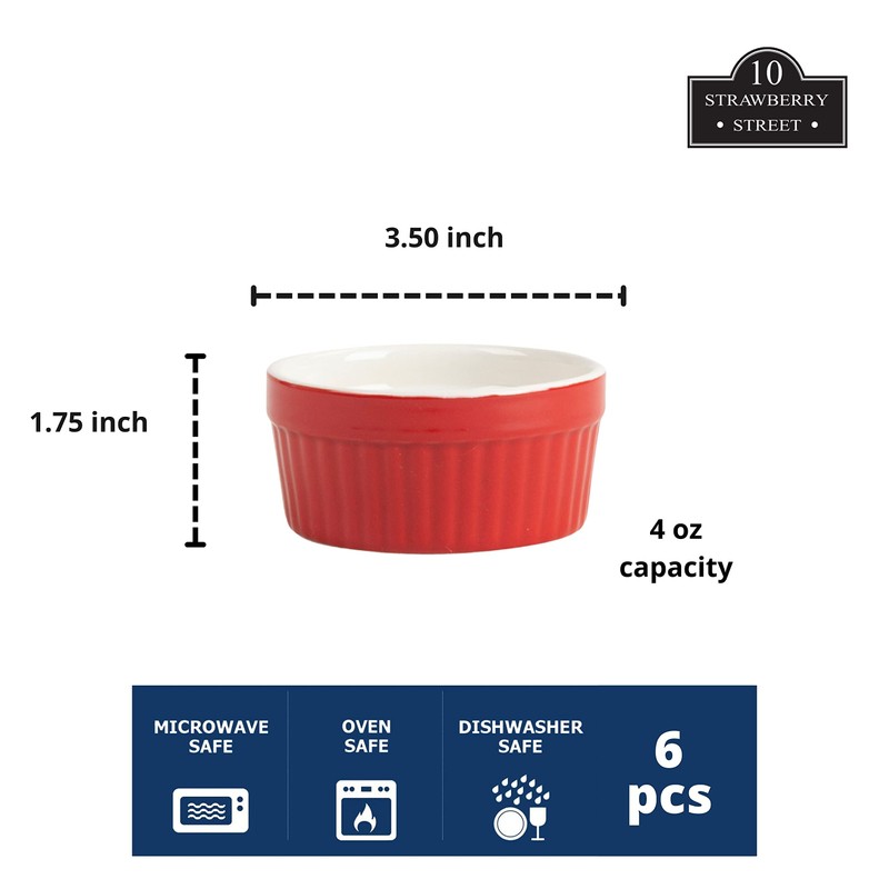 10 Strawberry Street Roma Ramekin Set of 6, 4 oz,
