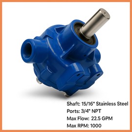 7560C 8-Roller Cast Iron Pump Compatible with Hypro 7560C – 22.5 GPM, 100 PSI, 3/4" NPT Ports, 15/16" Stainless Steel Shaft, Viton Seals, Self-Priming PTO Pump for Agricultural and Lawn Applications