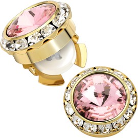HAWSON Elegante funda de botón o gemelos para hombre o mujer en color oro de 18 quilates, joyas de vidrio o accesorios solo tarda 3 segundos en llevarlo en tu camisa., Metal, Octubre-Rosa