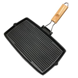 Rectangular Thick Cast Iron Frying Pan Grill Pan Stripe Steak Pot Uncoated Non-stick Barbecue Picnic Pot