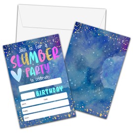 Slumber Birthday Invitations with Envelopes - Birthday Party Invitation Card for Girls / Boys - Pajama Party Fill-in Invites Cards - Sleepover Party Celebration (20 Pack)-08