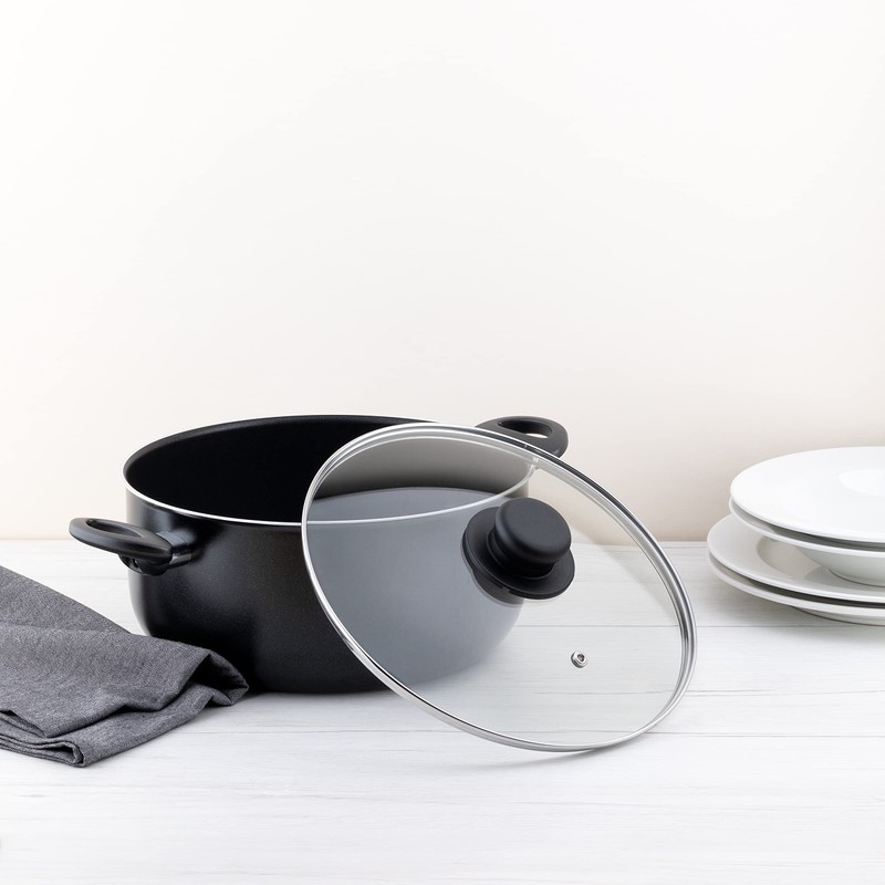 Zanetti pfannendeckel Glasdeckel, Edelstahl, Silber/schwarz, 28 cm