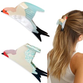 KuuGuu 2 PCS Swallow Hair Claw Clips Bird Hair Clips Acetate Sweet Barrettes Funky Anti-slip Wild Bird Animal Hair Accessories Strong Hold Clamp Cute Headdress for Women and Girls （Green）