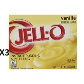 Jell-O Vanilla Instant Pudding & Pie Filling, 3.4 ounce (96g) (3 Packs)