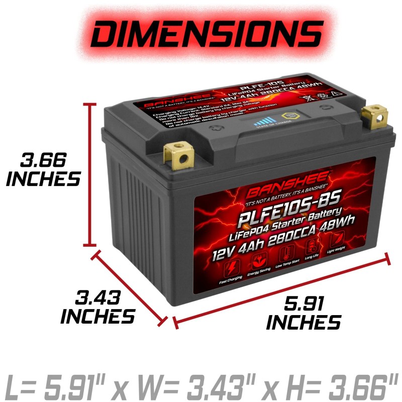 Banshee Lithium Powersport Battery with Smart BMS, 12V 8Ah PbEq