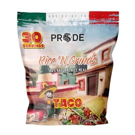 Pride Foods Rice 'N Grinds Hot Cereal - Gluten-Free, Non-GMO, Vegan-Friendly, Natural Rice Meal, Quick & Easy Hot Meal, Low-Fat Comfort Food, 30 Servings, Taco