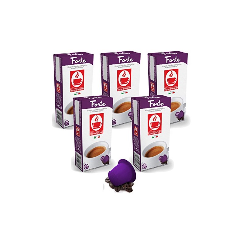 Bonini Coffee Capsules, Forte - Nespresso Compatible- 5-Pack (5x10 Capsules)