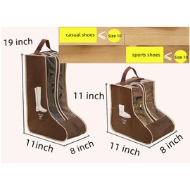 2 Set Boot Storage,Portable Short Boots and Tall Boots Storage or Protector Bag,Shoe Dust Bags,Shoe Sleeves for Travel,Clear Boots Cover,Shoes Packing Organizers for Adult Sneakers, Brown, Rikyo