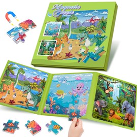Toys for 3 4 5 6 Year Old Boy Girls: Boys Toy Age 4-5-6 Birthday Gifts for Boy Girl Age for 4 5 6 7 Travel Games for Kids 3-5 Toddler Aeroplane Activities Educational Magnetic Jigsaw Dinosaur Puzzles