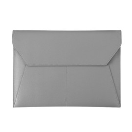Eyintlofc PU Leather A4 File Folder Document Holder with 3 Pockets Waterproof Stylish Envelope Folder Case with Snap Closure (Gray)